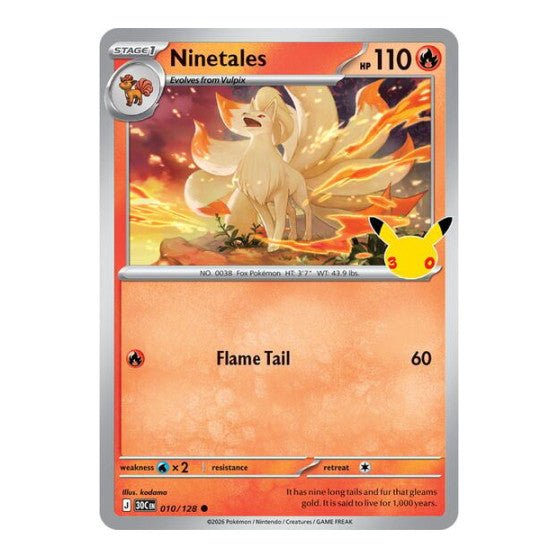 Ninetales (30C) #010/128 Common (Holofoil Moderately Played) ME: 30th Celebration Pokemon: 2026