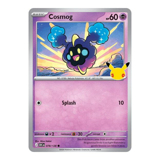 Cosmog (30C) #078/128 Common (Holofoil Near Mint) ME: 30th Celebration Pokemon: 2026