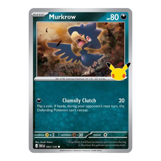 Murkrow (30C) #093/128 Common (Holofoil Near Mint) ME: 30th Celebration Pokemon: 2026