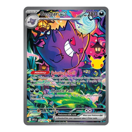 Gengar ex - 154/128 (30C) #154/128 Special Illustration Rare (Holofoil Near Mint) ME: 30th Celebration Pokemon: 2026