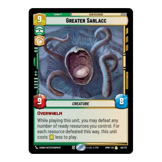 Greater Sarlacc (HMW) #49/272 Rare (Near Mint) Homeworlds Star Wars: Unlimited: 2026