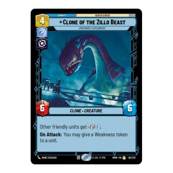 Clone of the Zillo Beast - Emperor's Experiment (HMW) #65/272 Rare (Near Mint) Homeworlds Star Wars: Unlimited: 2026
