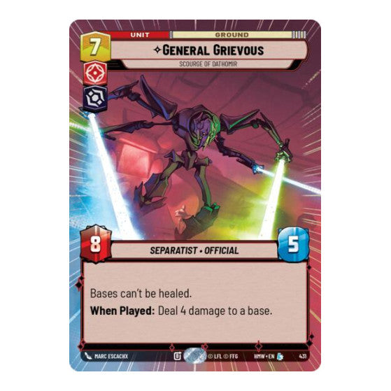 General Grievous - Scourge of Dathomir (Hyperspace) (HMW) #431 Legendary (Near Mint) Homeworlds Star Wars: Unlimited: 2026