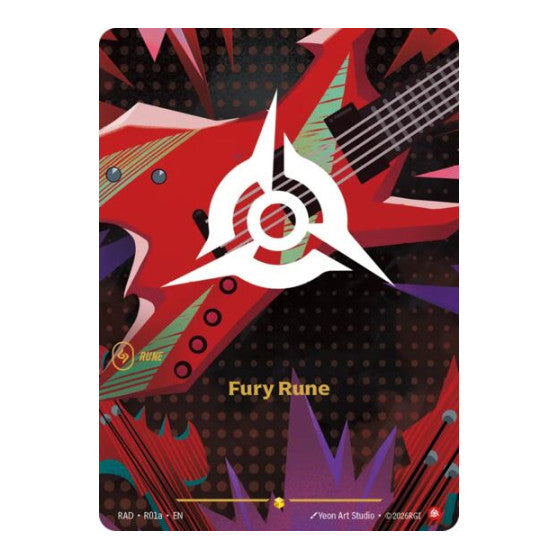 Fury Rune (R01a) (RAD) #R01a Showcase (Foil Near Mint) Radiance Riftbound: League of Legends Trading Card Game: 2026