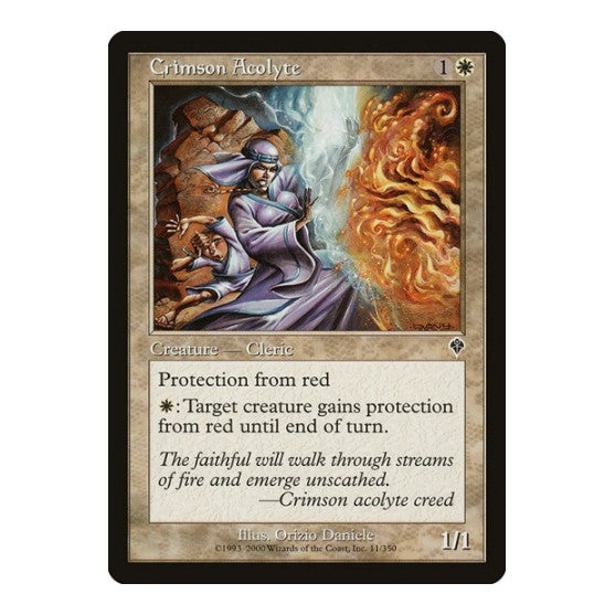 Crimson Acolyte (INV) #11 Common (Heavily Played) Invasion Magic: The Gathering: 2000
