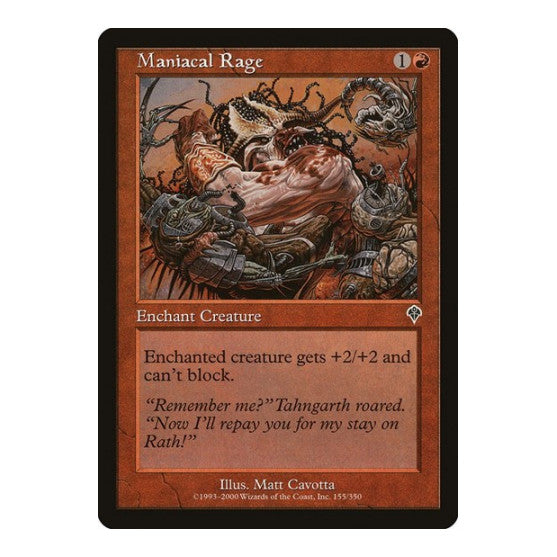 Maniacal Rage (INV) #155 Common (Lightly Played) Invasion Magic: The Gathering: 2000