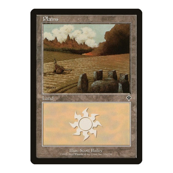 Plains 334 (INV) #334 Land (Lightly Played) Invasion Magic: The Gathering: 2000