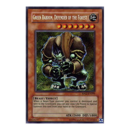 Green Baboon, Defender of the Forest (RP02) #RP02-EN099 Secret Rare (Limited Damaged) Retro Pack 2 YuGiOh: 2009