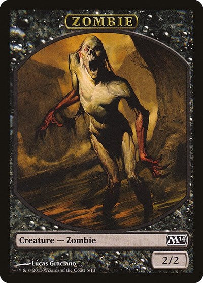 Zombie Token (M14) #5 T (Moderately Played) Magic 2014 (M14) Magic: The Gathering: 2013