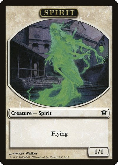 Spirit Token (ISD) #2 T (Moderately Played) Innistrad Magic: The Gathering: 2011