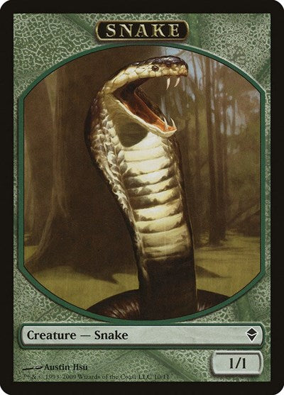 Snake Token (ZEN) #10 T (Moderately Played) Zendikar Magic: The Gathering: 2009
