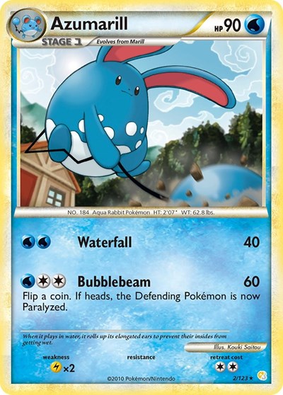 Azumarill (HS) #2/123 Holo Rare (Holofoil Heavily Played) HeartGold SoulSilver Pokemon: 2010