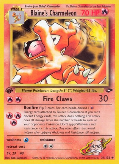 Blaine's Charmeleon (G2) #031/132 Uncommon (Unlimited Lightly Played) Gym Challenge Pokemon: 2000