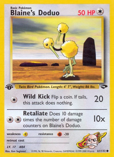Blaine's Doduo (G2) #061/132 Common (1st Edition Lightly Played) Gym Challenge Pokemon: 2000