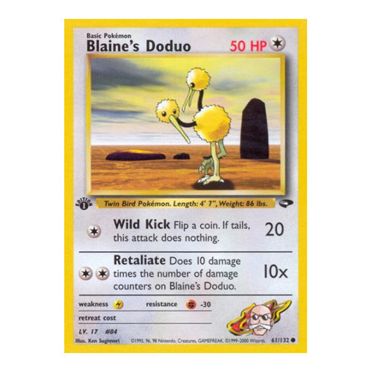 Blaine's Doduo (G2) #061/132 Common (1st Edition Lightly Played) Gym Challenge Pokemon: 2000