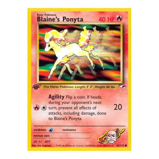 Blaine's Ponyta (G1) #063/132 Common (Unlimited Moderately Played) Gym Heroes Pokemon: 2000
