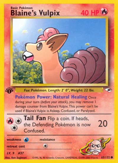 Blaines Vulpix (G1) #065/132 Common (Unlimited Near Mint) Gym Heroes Pokemon: 2000