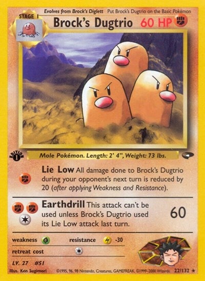 Brock's Dugtrio (G2) #022/132 Rare (Unlimited Heavily Played) Gym Challenge Pokemon: 2000
