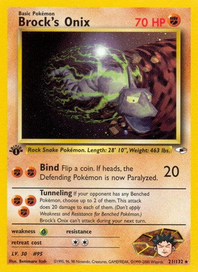 Brocks Onix 21 (G1) #021/132 Rare (Unlimited Lightly Played) Gym Heroes Pokemon: 2000