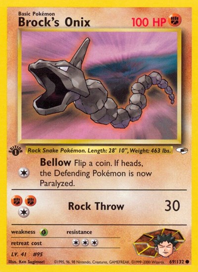Brocks Onix 69 (G1) #069/132 Common (Unlimited Lightly Played) Gym Heroes Pokemon: 2000