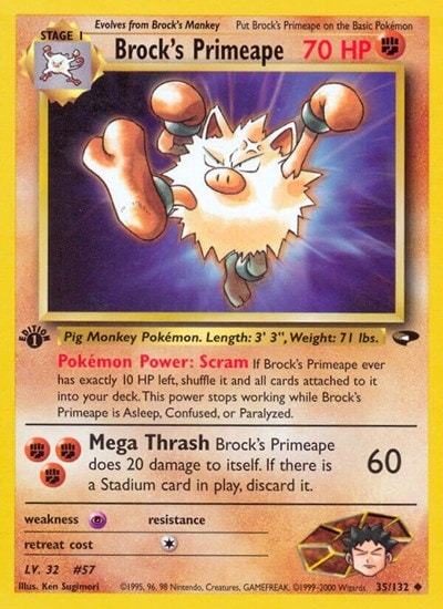 Brock's Primeape (G2) #035/132 Uncommon (Unlimited Heavily Played) Gym Challenge Pokemon: 2000