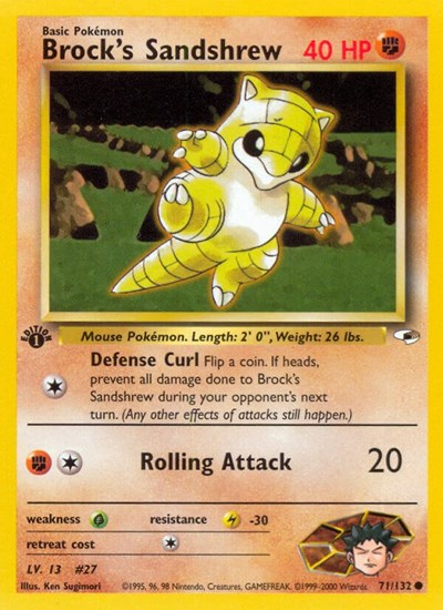 Brocks Sandshrew 71 (G1) #071/132 Common (Unlimited Lightly Played) Gym Heroes Pokemon: 2000