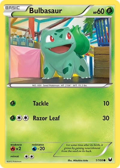 Bulbasaur (DEX) #1/108 Common (Reverse Holofoil Lightly Played) Dark Explorers Pokemon: 2012