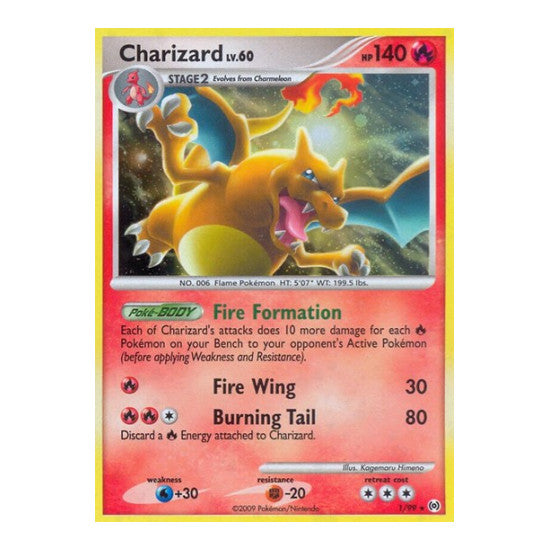 Charizard (AR) #1/99 Holo Rare (Holofoil Heavily Played) Arceus Pokemon: 2009