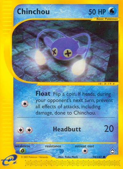 Chinchou 70 (AQ) #070/147 Common (Lightly Played) Aquapolis Pokemon: 2003