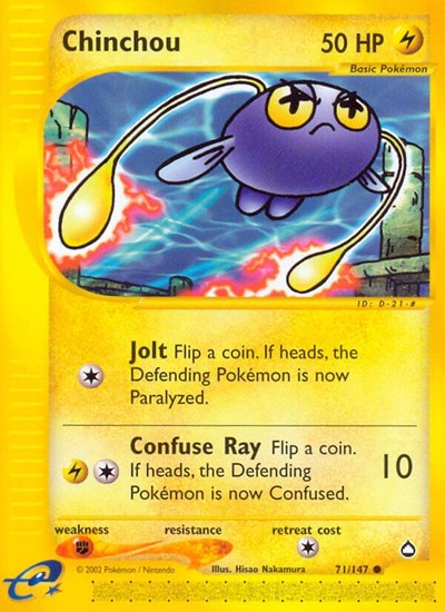 Chinchou 71 (AQ) #071/147 Common (Near Mint) Aquapolis Pokemon: 2003