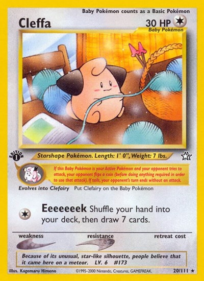 Cleffa (N1) #020/111 Rare (1st Edition Near Mint) Neo Genesis Pokemon: 2000