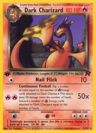 Dark Charizard (21) (TR) #21/82 Rare (Unlimited Moderately Played) Team Rocket Pokemon: 2000