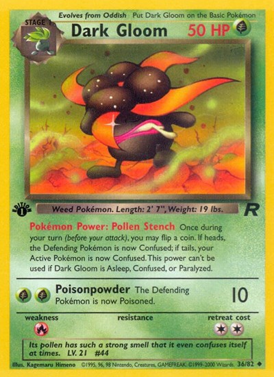 Dark Gloom (TR) #36/82 Uncommon (1st Edition Lightly Played) Team Rocket Pokemon: 2000