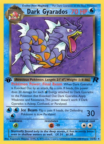 Dark Gyarados 25 (TR) #25/82 Rare (Unlimited Heavily Played) Team Rocket Pokemon: 2000