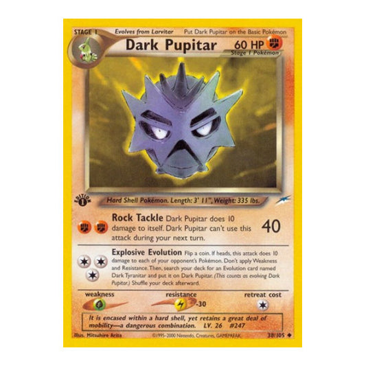 Dark Pupitar (N4) #038/105 Uncommon (1st Edition Lightly Played) Neo Destiny Pokemon: 2002