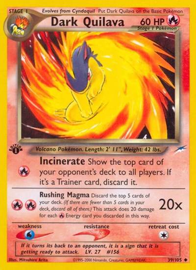 Dark Quilava (N4) #039/105 Uncommon (Unlimited Moderately Played) Neo Destiny Pokemon: 2002
