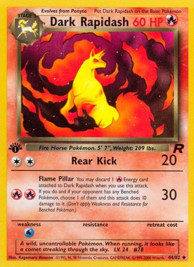 Dark Rapidash (TR) #44/82 Uncommon (1st Edition Moderately Played) Team Rocket Pokemon: 2000