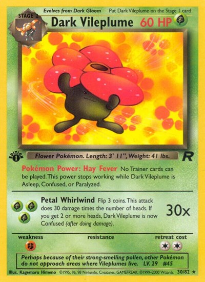 Dark Vileplume 30 (TR) #30/82 Rare (Unlimited Moderately Played) Team Rocket Pokemon: 2000