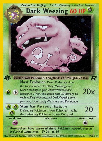 Dark Weezing 14 (TR) #14/82 Holo Rare Team Rocket Pokemon: 2000