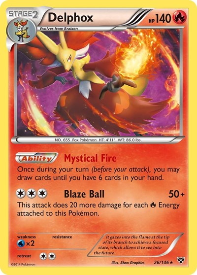 Delphox (XY) #26/146 Holo Rare XY Base Set Pokemon: 2014