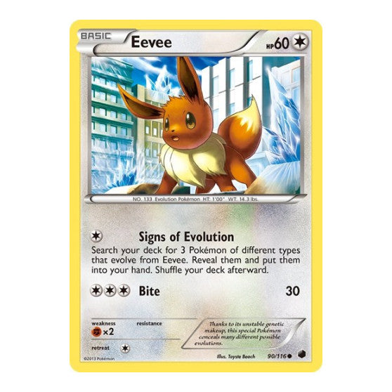 Eevee (90) (PLF) #90/116 Common (Damaged) Plasma Freeze Pokemon: 2013