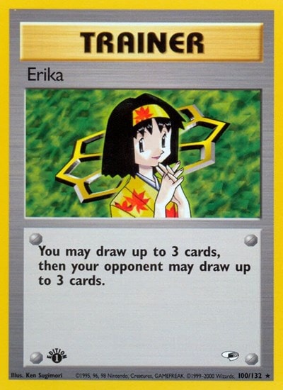 Erika (100) (G1) #100/132 Rare (Unlimited Heavily Played) Gym Heroes Pokemon: 2000