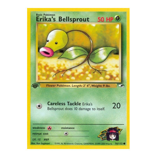 Erikas Bellsprout 76 (G1) #076/132 Common (Unlimited Moderately Played) Gym Heroes Pokemon: 2000