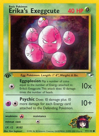 Erikas Exeggcute 77 (G1) #077/132 Common (Unlimited Lightly Played) Gym Heroes Pokemon: 2000