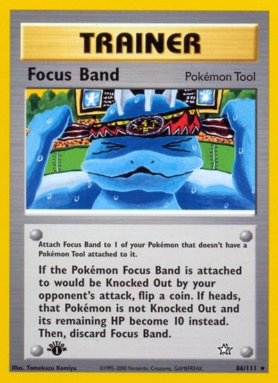 Focus Band (N1) #086/111 Rare (Unlimited Damaged) Neo Genesis Pokemon: 2000