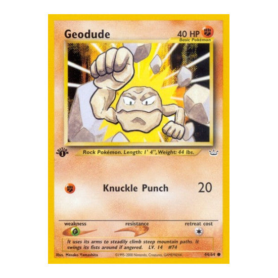 Geodude (N3) #44/64 Common (Unlimited Damaged) Neo Revelation Pokemon: 2001