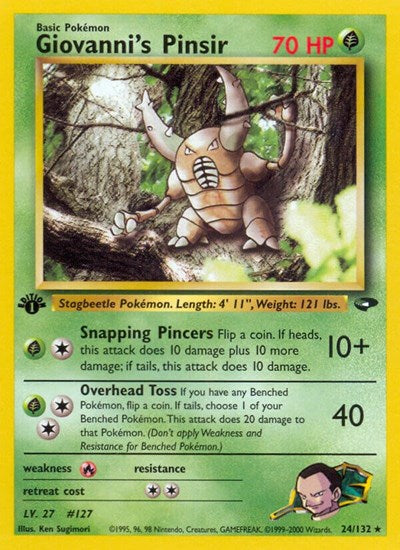 Giovanni's Pinsir (G2) #024/132 Rare (Unlimited Moderately Played) Gym Challenge Pokemon: 2000