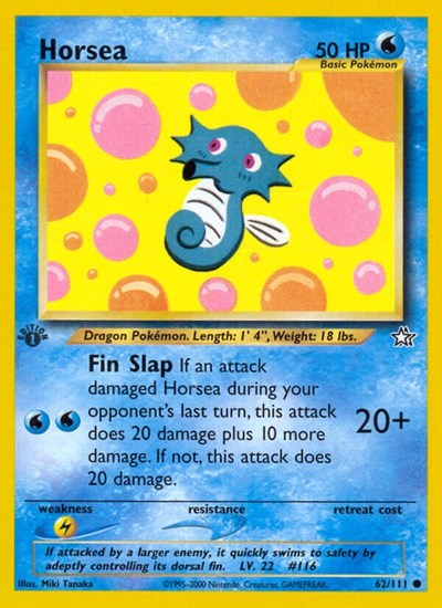 Horsea (N1) #062/111 Common (Unlimited Lightly Played) Neo Genesis Pokemon: 2000