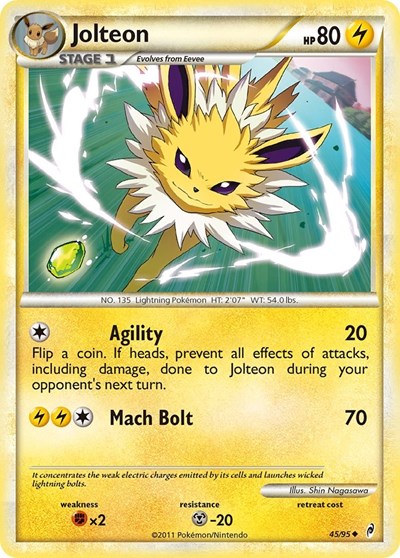 Jolteon (CL) #45/95 Uncommon (Lightly Played) Call of Legends Pokemon: 2011