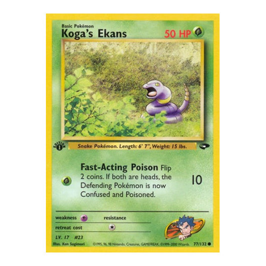 Koga's Ekans (G2) #077/132 Common (1st Edition Lightly Played) Gym Challenge Pokemon: 2000